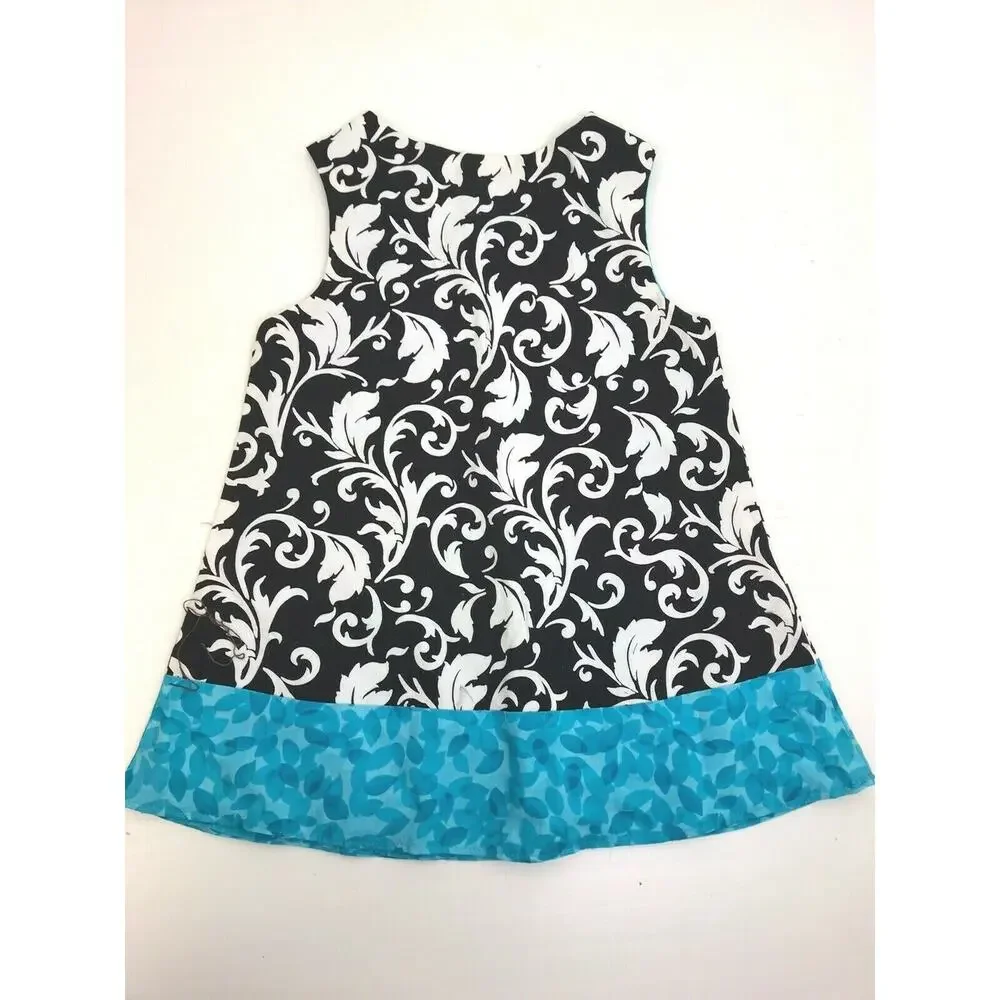 Tiffany's Tea Party Girl's 3T A Line Jumper Cotton Black Blue Dress